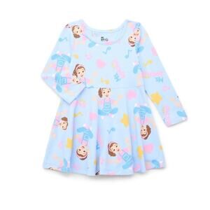 Ms. Rachel Toddler Girls Print Dress with Long Sleeves, Size 5t